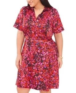 Vince Camuto Plus Size Floral Collared Wrap Dress -VINCE CAMUTO Shop 23111359 fpx