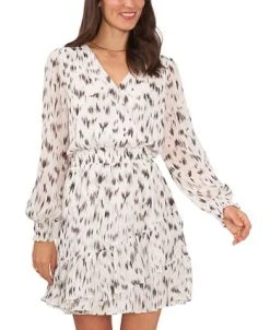 Vince Camuto Women's Printed Surplice Ruffled Dress 7 Vince Camuto Women's Printed Surplice Ruffled Dress -VINCE CAMUTO Shop 23186151 fpx