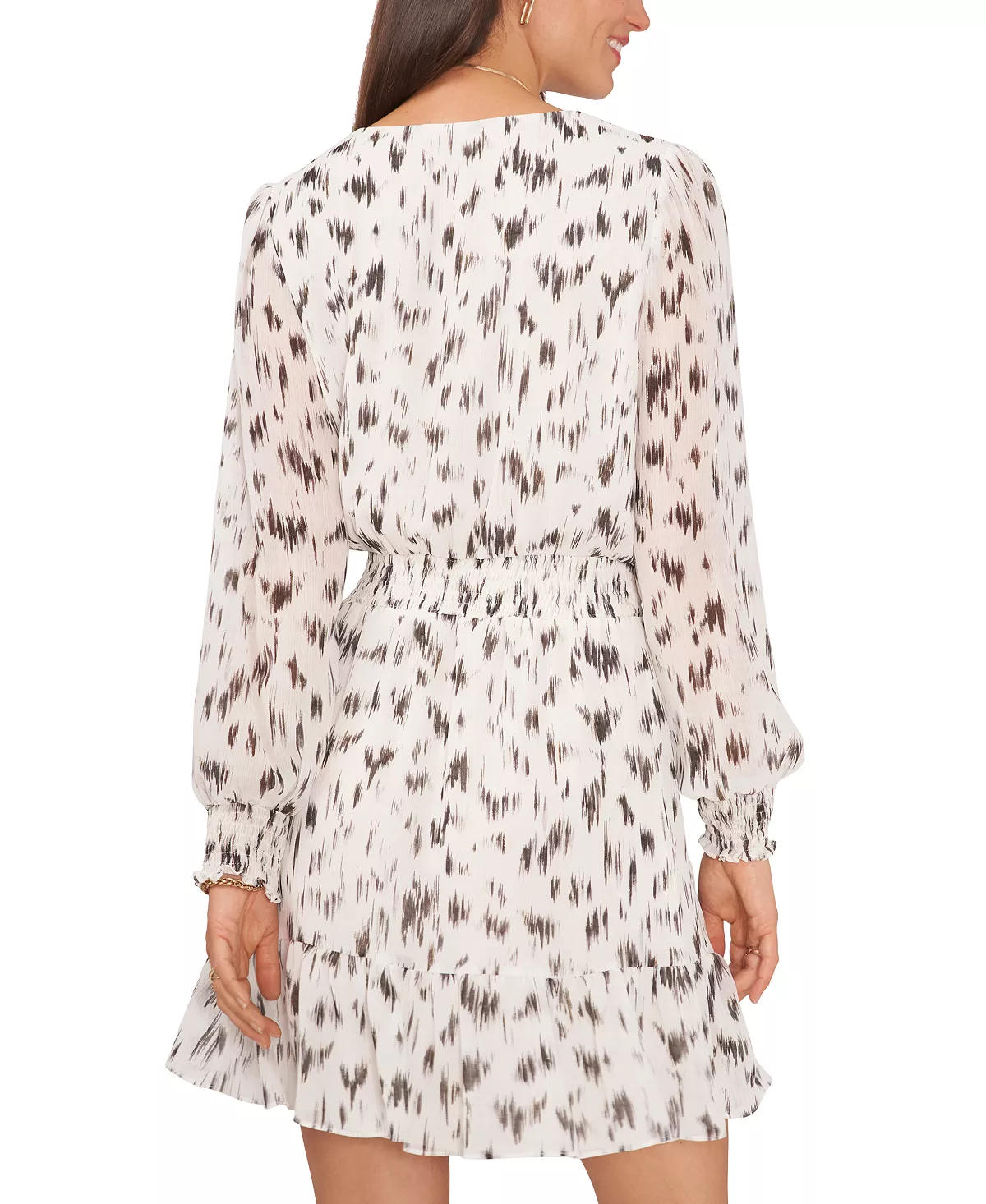 Vince Camuto Women's Printed Surplice Ruffled Dress 4 Vince Camuto Women's Printed Surplice Ruffled Dress - Image 4