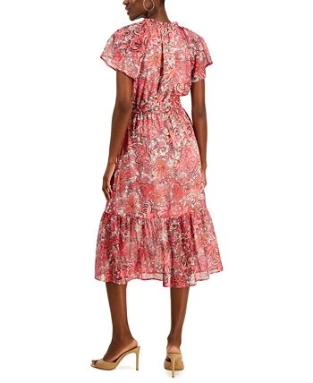 INC International Concepts Women's Paisley Flutter-Sleeve Midi Dress, Created For Macy's 2 INC International Concepts Women's Paisley Flutter-Sleeve Midi Dress, Created For Macy's - Image 2