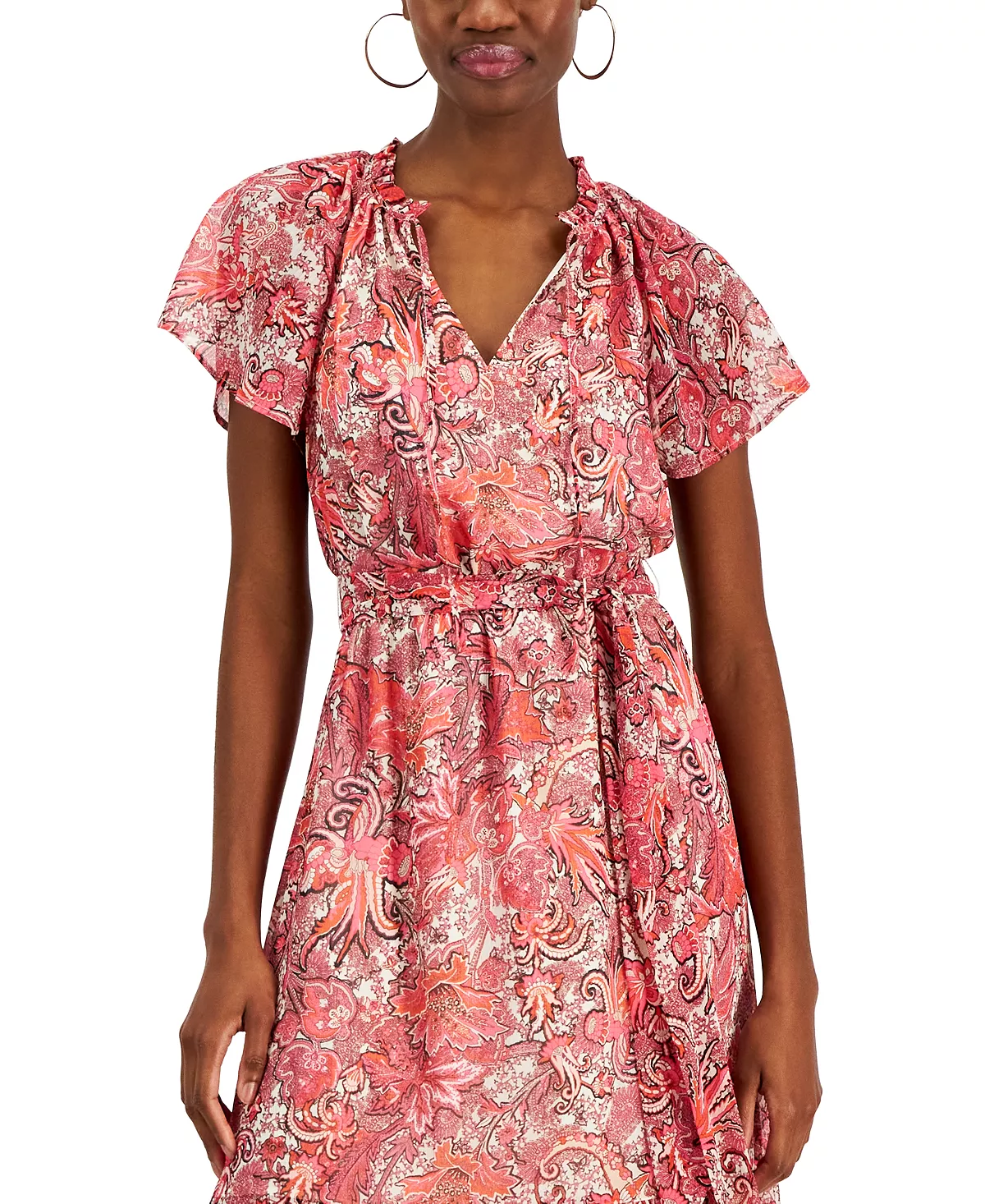 INC International Concepts Women's Paisley Flutter-Sleeve Midi Dress, Created For Macy's 4 INC International Concepts Women's Paisley Flutter-Sleeve Midi Dress, Created For Macy's - Image 4
