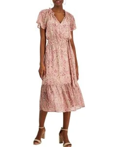 INC International Concepts Women's Paisley Flutter-Sleeve Midi Dress, Created For Macy's