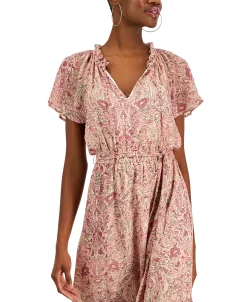 INC International Concepts Women's Paisley Flutter-Sleeve Midi Dress, Created For Macy's -VINCE CAMUTO Shop 23219834 fpx
