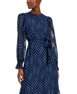 Anne Klein Women's Printed Tie-Waist Midi Dress -VINCE CAMUTO Shop 23220201 fpx