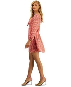 Bar III Women's Printed Tie-Front Blouson-Sleeve Dress, Created For Macy's -VINCE CAMUTO Shop 23220498 fpx