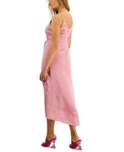 Bar III Women's Twist-Front Asymmetrical-Hem Midi Dress, Created For Macy's -VINCE CAMUTO Shop 23220509 fpx