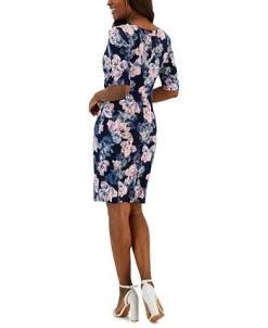 Connected Women's Floral-Print Elbow-Sleeve Sheath Dress -VINCE CAMUTO Shop 23220728 fpx