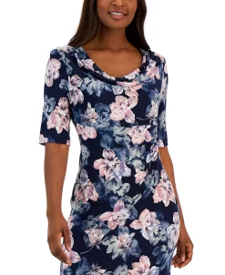 Connected Women's Floral-Print Elbow-Sleeve Sheath Dress -VINCE CAMUTO Shop 23220730 fpx