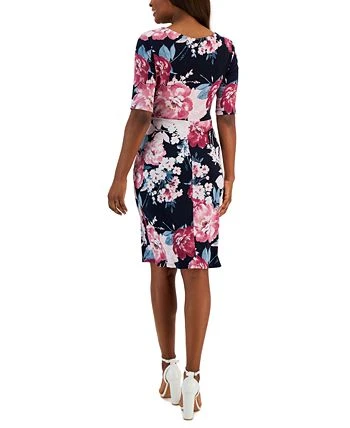 Connected Women's Floral-Print Elbow-Sleeve Sheath Dress 2 Connected Women's Floral-Print Elbow-Sleeve Sheath Dress - Image 2