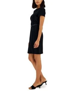 Alfani Women's Short-Sleeve Belted Dress, Created For Macy's -VINCE CAMUTO Shop 23247451 fpx