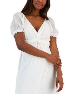 Kasper Women's Twist-Front Puff-Sleeve A-Line Dress -VINCE CAMUTO Shop 23275420 fpx