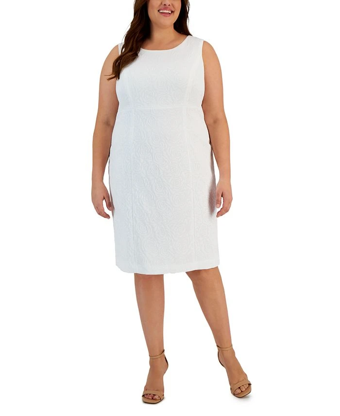 Kasper Plus Size Jacquard Empire-Seam Dress 1 Kasper Plus Size Jacquard Empire-Seam Dress
