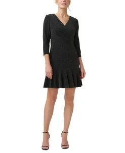 Adrianna Papell Women's Metallic Flounce-Hem Dress