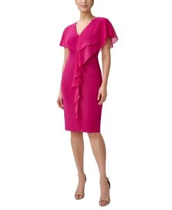 Adrianna Papell Flutter-Sleeve Sheath Dress