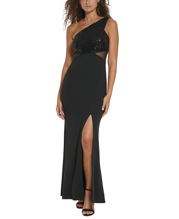 Vince Camuto Women's One-Shoulder Sequin Slit-Front Gown 1 Vince Camuto Women's One-Shoulder Sequin Slit-Front Gown