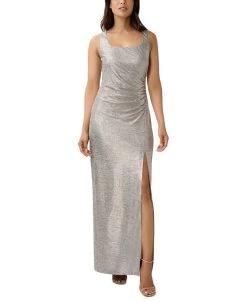 Adrianna Papell Women's Metallic Ruched Square-Neck Gown