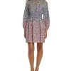 Vince Camuto Women's Mixed-Print Smocked-Waist Dress