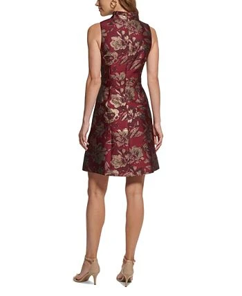 Vince Camuto Women's Jacquard Ruffled-Neck Fit & Flare Dress 2 Vince Camuto Women's Jacquard Ruffled-Neck Fit & Flare Dress - Image 2