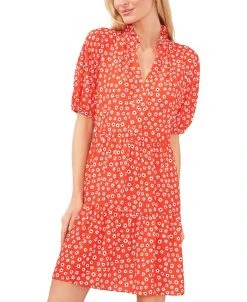 CeCe Women's Tiered V-Neck Baby Doll Dress