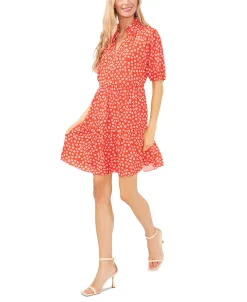 CeCe Women's Tiered V-Neck Baby Doll Dress -VINCE CAMUTO Shop 23411958 fpx