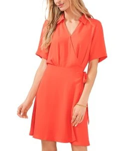 Vince Camuto Women's Split-Neck Collared Wrap Dress