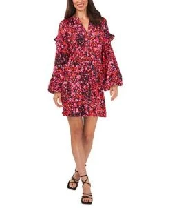 Vince Camuto Women's Pleated Ruffled Blouson-Sleeve Dress -VINCE CAMUTO Shop 23441215 fpx