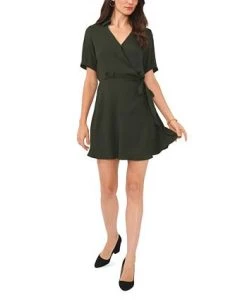 Vince Camuto Women's Collared V-neck Short Sleeve Wrap Dress -VINCE CAMUTO Shop 23446200 fpx