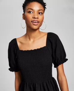 And Now This Women's Textured Smocked Puff Sleeve Midi Dress -VINCE CAMUTO Shop 23519323 fpx