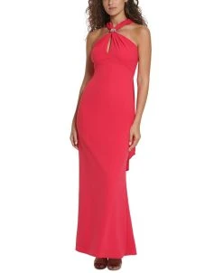 Vince Camuto Women's Embellished Scarf Halter Gown
