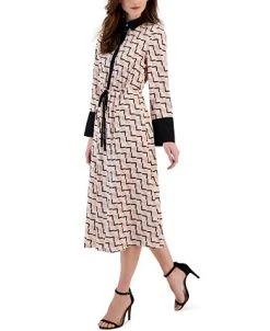 Anne Klein Women's Printed Drawstring Long-Sleeve Dress, Created For Macy's -VINCE CAMUTO Shop 23542242 fpx