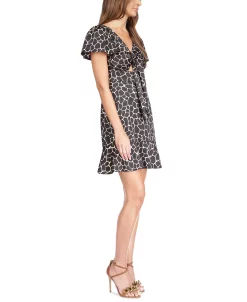 Michael Kors Women's Giraffe-Print Tie Cutout Dress -VINCE CAMUTO Shop 23556138 fpx