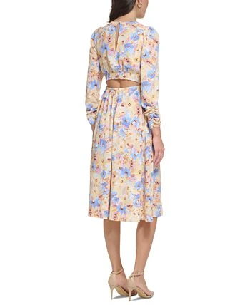 Vince Camuto Women's Floral-Print Cutout-Back Pebble-Crepe Midi Dress 2 Vince Camuto Women's Floral-Print Cutout-Back Pebble-Crepe Midi Dress - Image 2