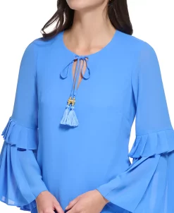 Vince Camuto Women's Flare-Sleeve Tie-Neck Shift Dress -VINCE CAMUTO Shop 23568277 fpx