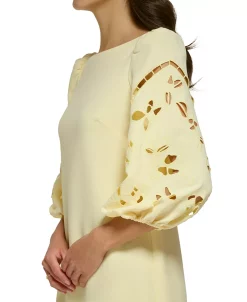 Vince Camuto Women's Signature Stretch Crepe Embroidered-Sleeve Shift Dress -VINCE CAMUTO Shop 23568296 fpx