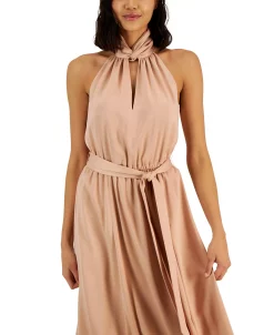 Anne Klein Women's Twist-Neck Halter Sleeveless Midi Dress -VINCE CAMUTO Shop 23587743 fpx