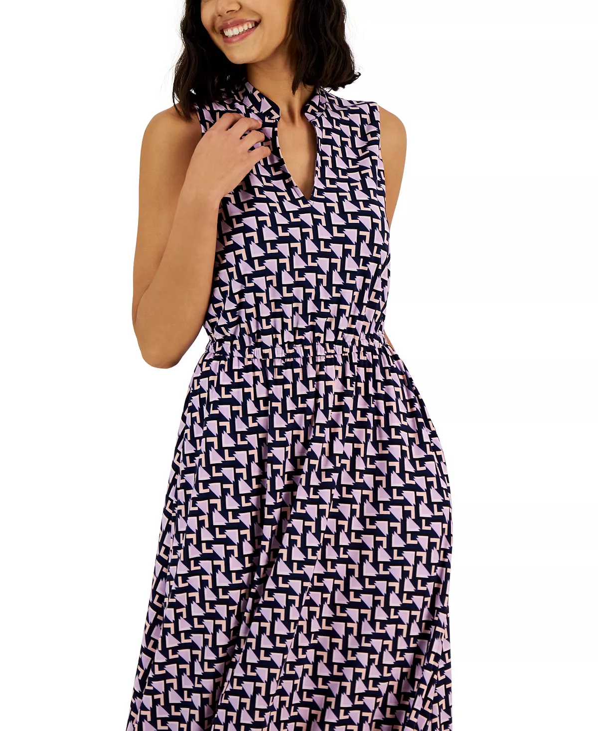 Anne Klein Women's Jenna Stand-Collar Sleeveless Dress 4 Anne Klein Women's Jenna Stand-Collar Sleeveless Dress - Image 4