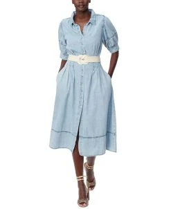 Sam Edelman Women's Cotton Collared Belted Shirtdress
