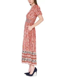 Black Tape Women's Short-Sleeve Smocked-Waist Tiered Maxi Dress 9 Black Tape Women's Short-Sleeve Smocked-Waist Tiered Maxi Dress -VINCE CAMUTO Shop 23625046 fpx