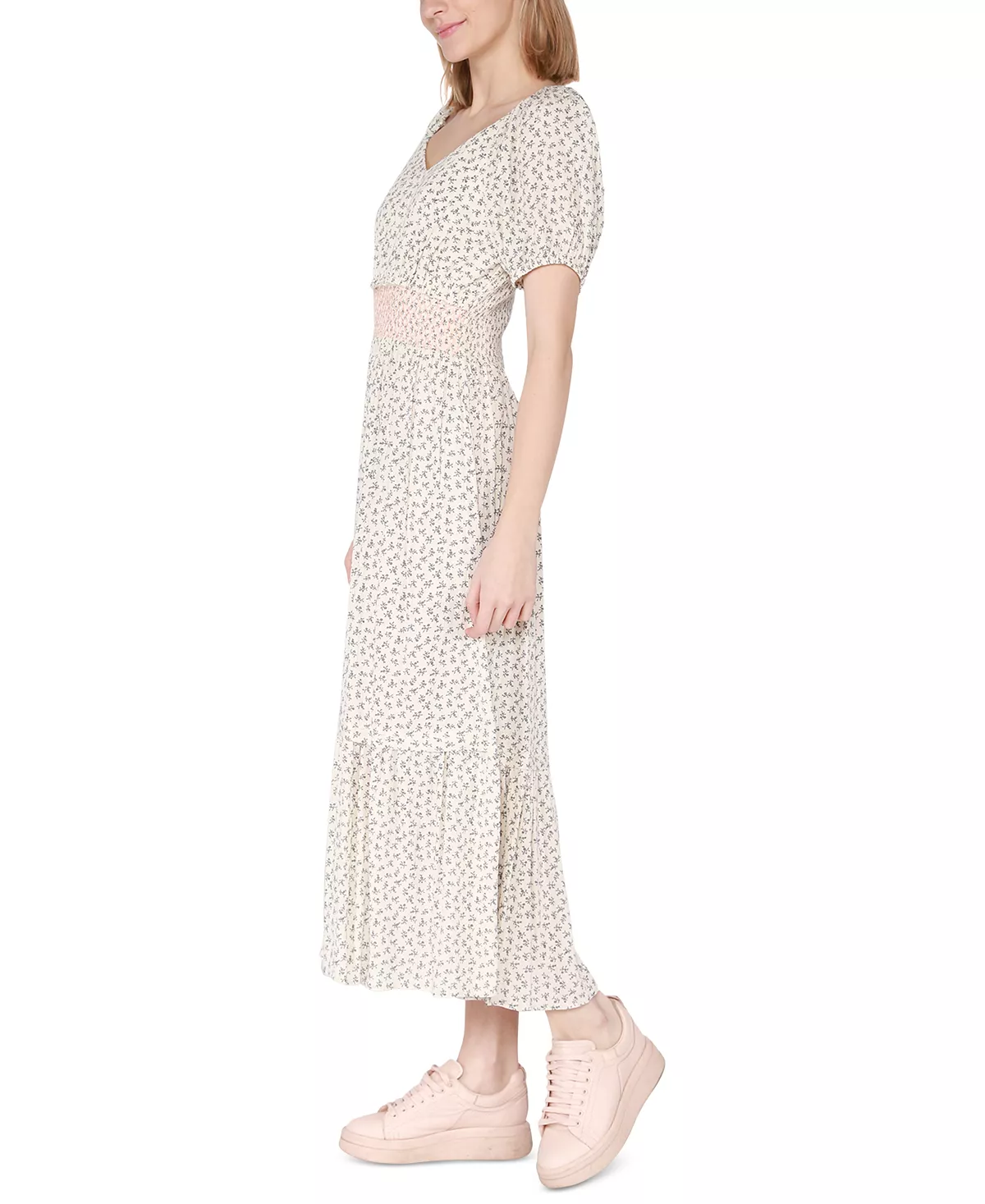 Black Tape Women's Short-Sleeve Smocked-Waist Tiered Maxi Dress 4 Black Tape Women's Short-Sleeve Smocked-Waist Tiered Maxi Dress - Image 4