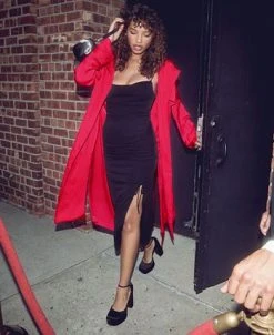 Steve Madden Women's Solid Mica Ruched-Slit Midi Dress -VINCE CAMUTO Shop 23642030 fpx