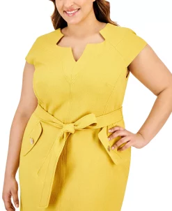 Kasper Plus Size Cap-Sleeve Tie-Waist Zip-Back Dress 8 Kasper Plus Size Cap-Sleeve Tie-Waist Zip-Back Dress -VINCE CAMUTO Shop 23649764 fpx