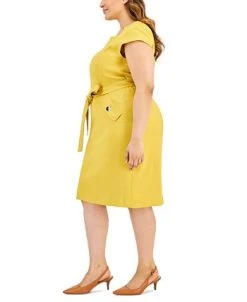 Kasper Plus Size Cap-Sleeve Tie-Waist Zip-Back Dress 7 Kasper Plus Size Cap-Sleeve Tie-Waist Zip-Back Dress -VINCE CAMUTO Shop 23649765 fpx
