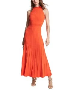 Michael Kors Women's Halter Ribbed Maxi Dress
