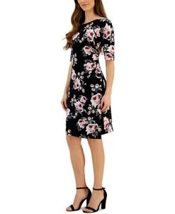 Connected Women's Floral-Print Elbow-Sleeve Sheath Dress -VINCE CAMUTO Shop 23656196 fpx
