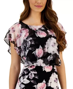 Connected Women's Printed Round-Neck Short-Sleeve Dress -VINCE CAMUTO Shop 23656216 fpx