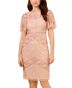 Adrianna Papell Women's Beaded Flutter-Sleeve Sheath Dress -VINCE CAMUTO Shop 23684815 fpx