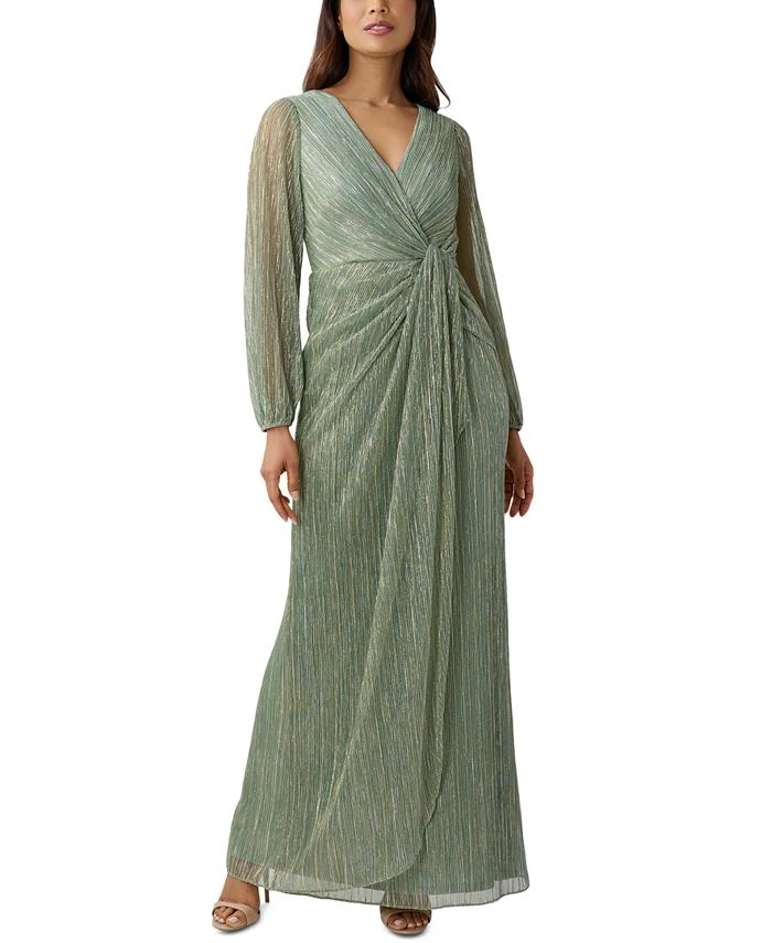 Adrianna Papell Women's Metallic Crinkled Draped Gown 1 Adrianna Papell Women's Metallic Crinkled Draped Gown