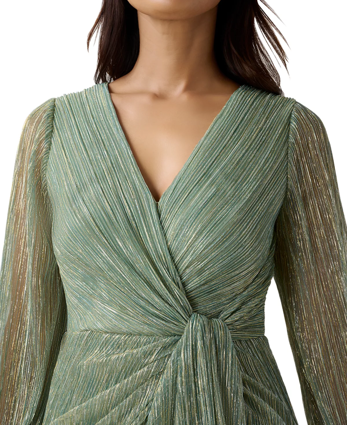 Adrianna Papell Women's Metallic Crinkled Draped Gown 3 Adrianna Papell Women's Metallic Crinkled Draped Gown - Image 3