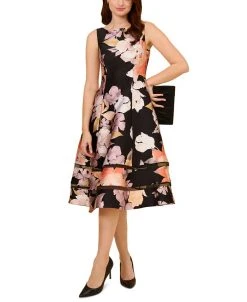 Adrianna Papell Women's Sleeveless Floral A-Line Dress