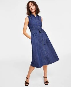 Anne Klein Women's Sleeveless Denim Shirtdress